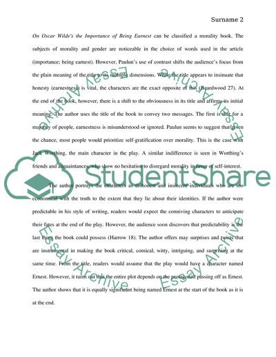 Main Features of The Importance of Being Earnest