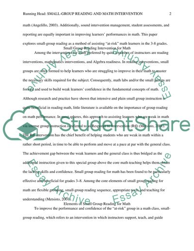 Small Group Reading and Math Intervention