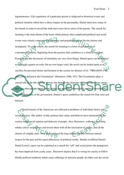 Analysis of the Daniel Lewin Character from The Book of Daniel by Doctorow