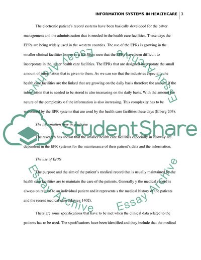 Information Systems in Healthcare