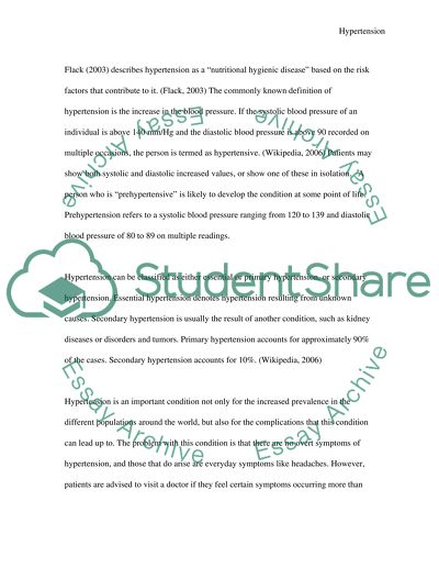 Role of Nursing in Hypertension