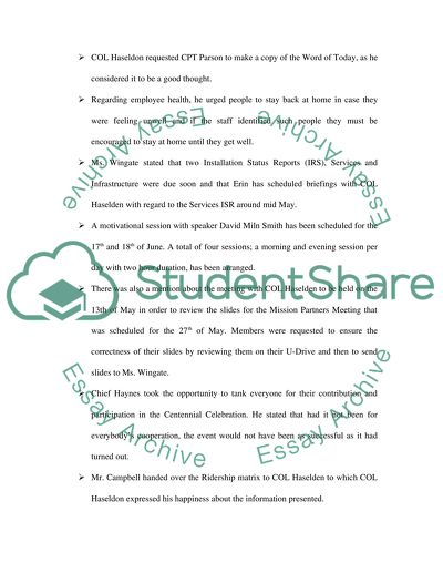 Minutes of the Meeting