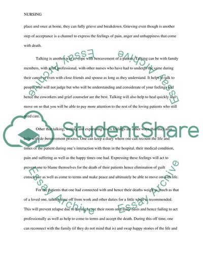 Nurses dealing with the death of their patient