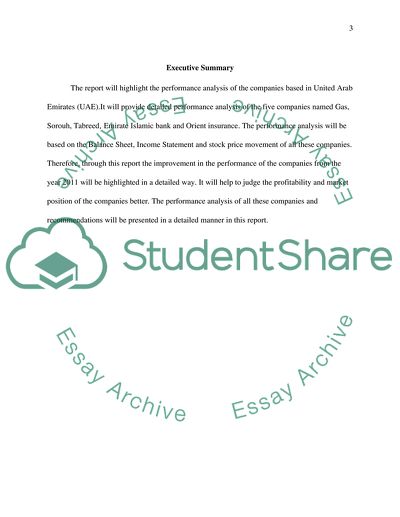 The Performance Analysis of the Companies Based In United Arab Emirates