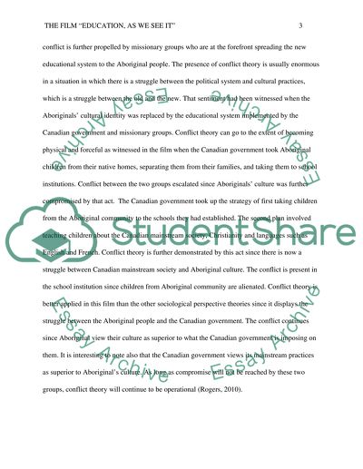 Apply Sociological Theory to the Film Education, as we see it