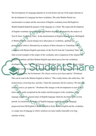 The Renovation of English Vocabulary from Old English to Modern English