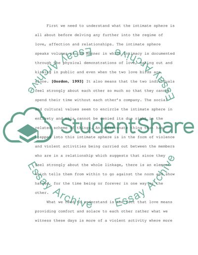 Sociology of Love, Friendship and the Intimate Sphere