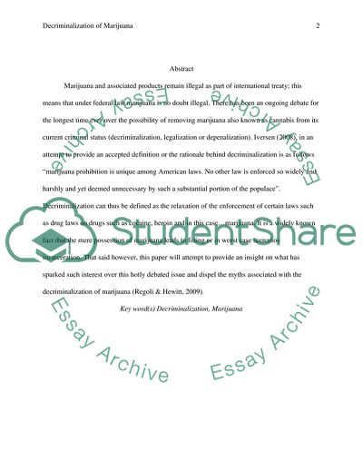 Decriminalization of Marijuana