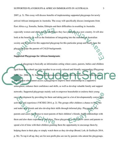 Supported Playgroups for Newly Arrived African immgrants in Australia