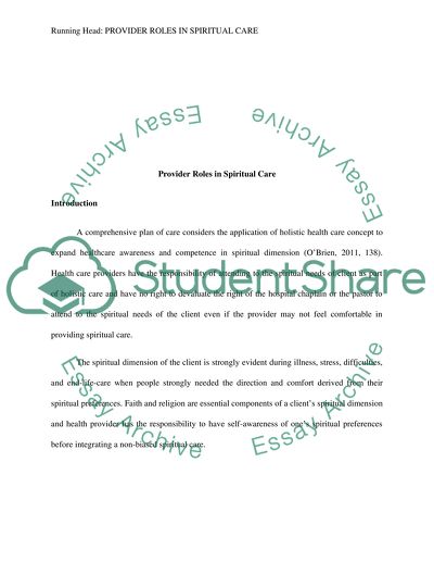 Provider Roles in Spiritual Care