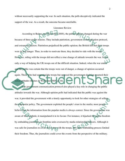 The Iraq War 2003 in Western media and public opinion