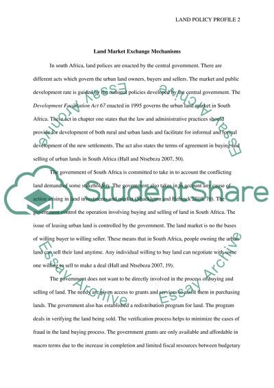 Land Policy Profile in South Africa