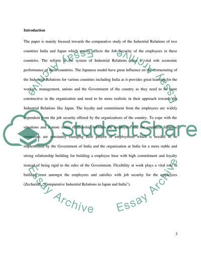 Job Security in Relation to Japan and India