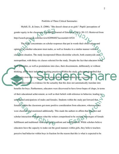 Perceptions of Gender Equity in the Classroom