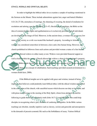 Ethics, Morals and Spiritual Belief