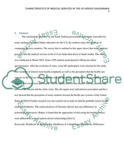 Characteristics of Medical Services in the US versus Saudi Arabia