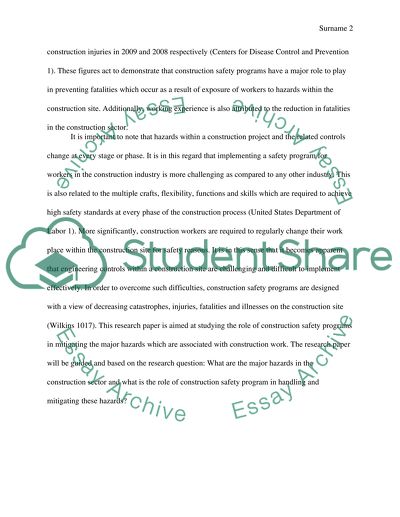 Role of Construction Safety Programs in Mitigating the Injuries and Deaths