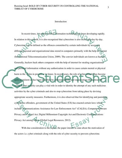 Role of Cyber Security in Controlling the National Threat of Cybercrime