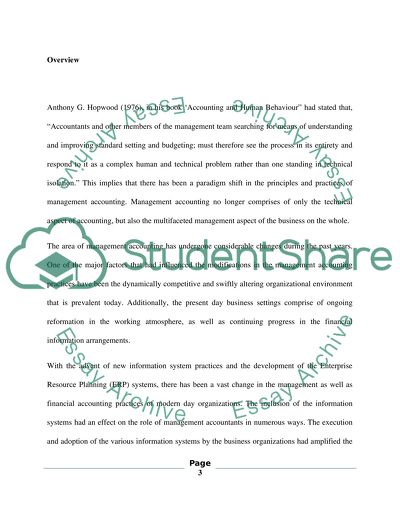 Contemporary Management Accounting System