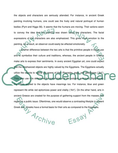 Compare-Contrast Paper on Ancient Egyptian Arts and Ancient Greek Arts