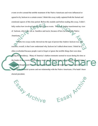 Reaction: Andrew Jackson