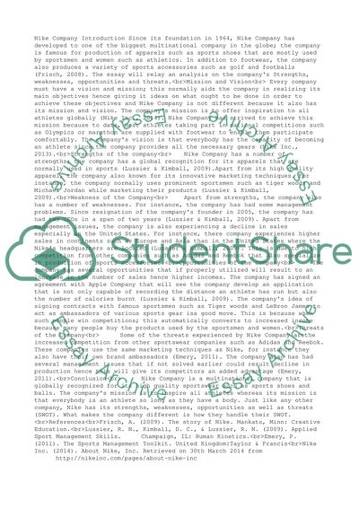 Opportunities of the Nike Company