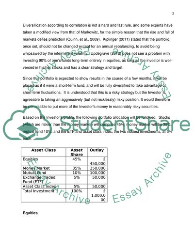 Personal Investment Portfolio Selection