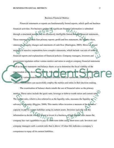 Business Financial Metrics