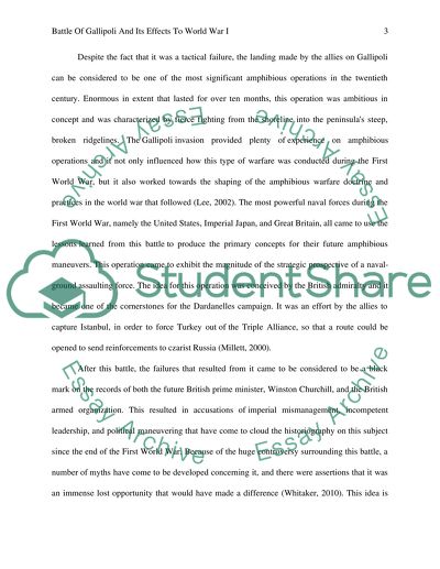 Battle of Gallipoli and its effects to World War I