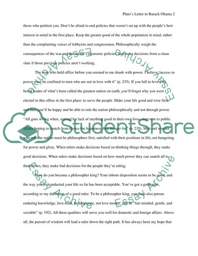 Platos advise to President-Elect Obama