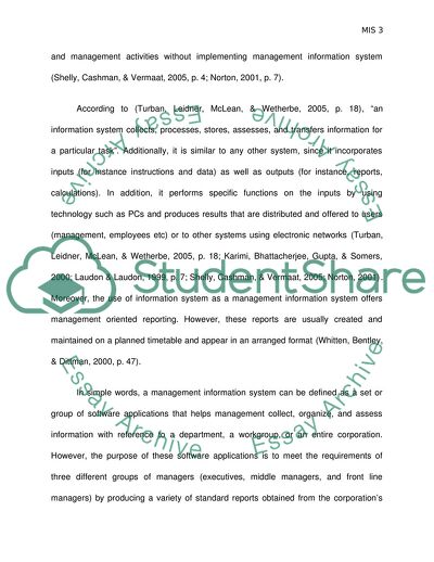 The Role of a Management Information System