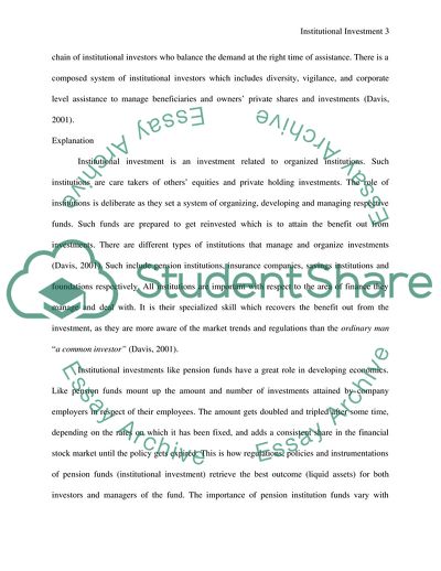 Importance of Institutional Investors for Financial Markets
