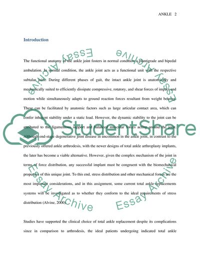The Functional Anatomy of the Ankle Joint Fosters