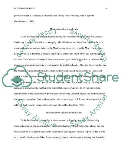 Mike Featherstone about Postmodernism