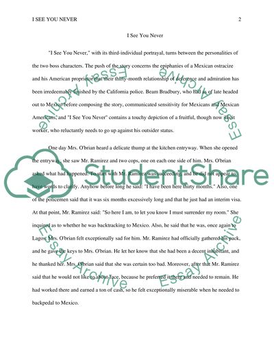 Analysis of I See You Never Story by Beam Bradbury