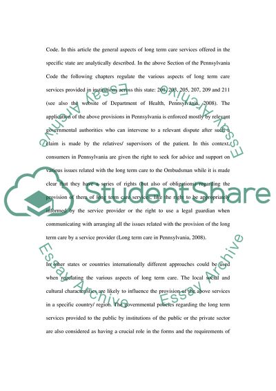 Analysis of Regulations in Long-Term Care