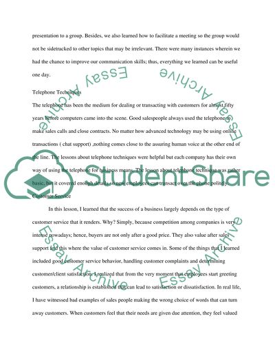 Learning Experience Acquired from the Classroom