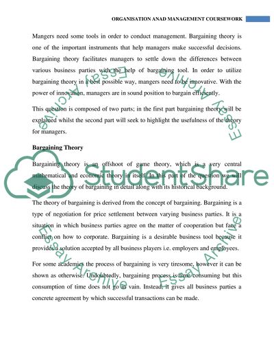 Organisation and Management, Bargaining Theory