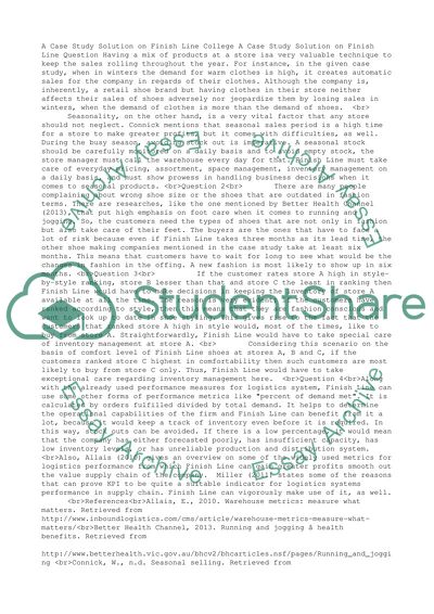 A Case Study Solution on Finish Line