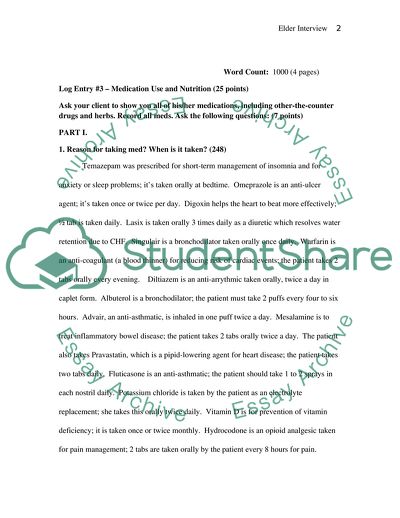 Elder Interview: Medication Use and Nutrition