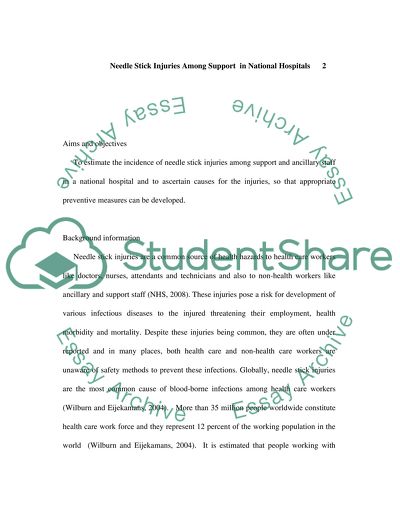 Needlestick Injuries among Support Staff in Hospitals