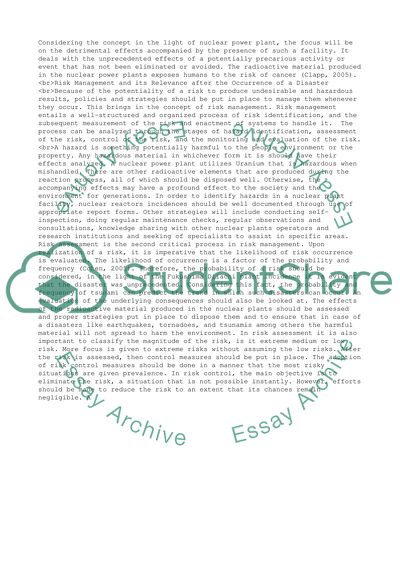 The Risks of a Nuclear Power Plant Facility