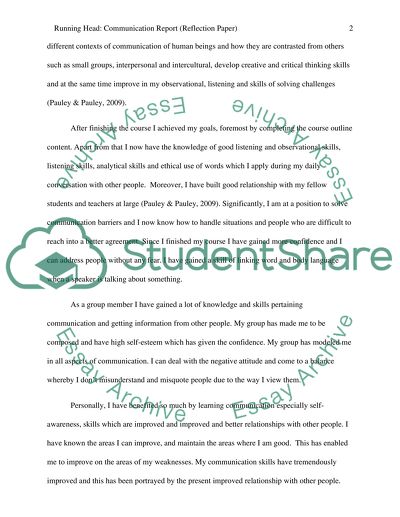 Communication report (reflection paper)