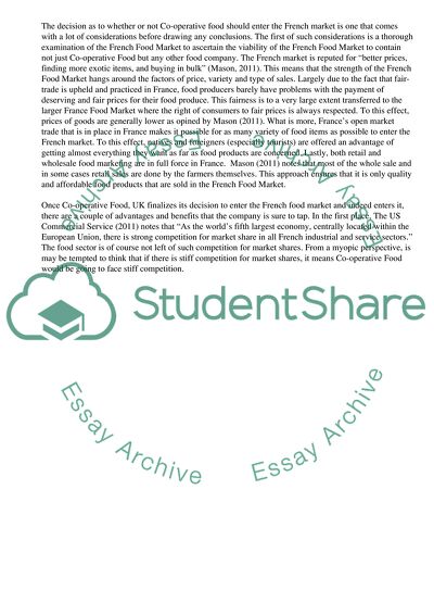 The Co-operative Entering the French Market