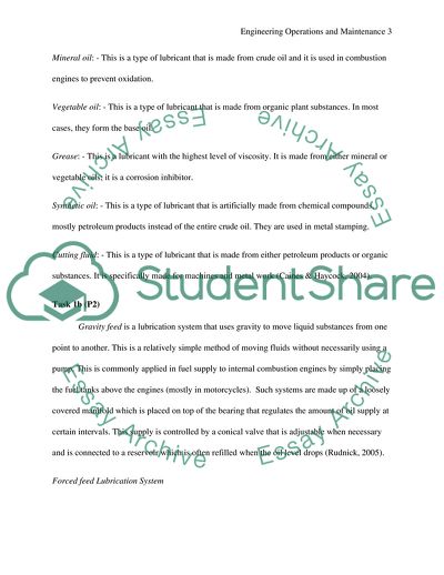 Engineering Operations and Maintenance - Types of Lubricants