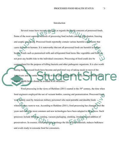 Processed Food Health Status