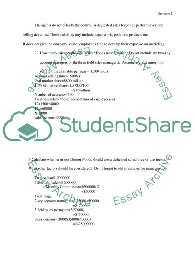 Denver Foods Sales People