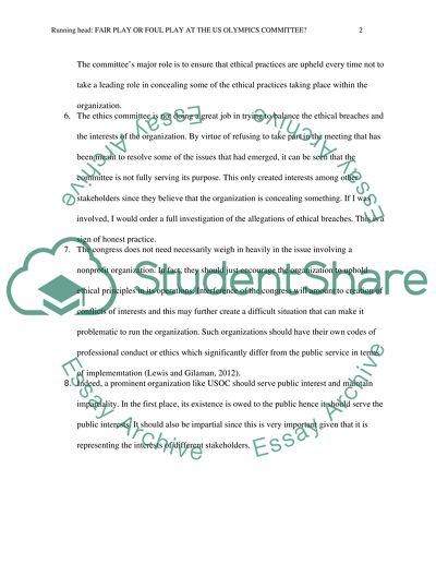 Ethics Principles at the US Olympics Committee