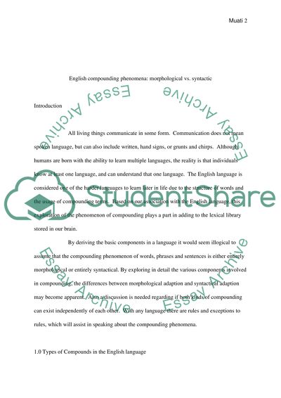 English compounding phenomena: morphological vs. syntactic