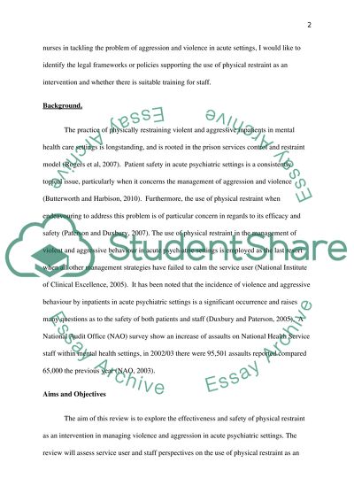 Effectiveness and Safety of Physical Restraint in Managing Violence